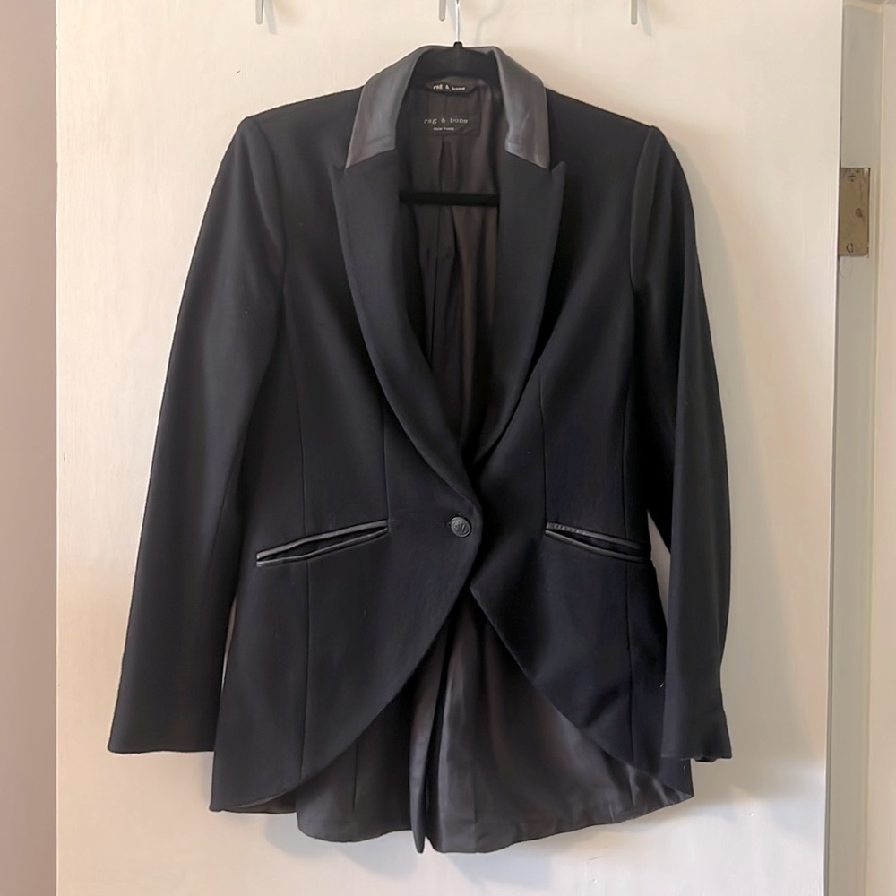 Rag and bone leather trim blazer